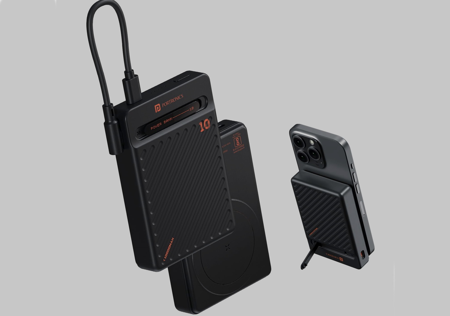 Портативный аккумулятор Portronics Chyro Magnetic Wireless Powerbank: емкость 10 000 м*Ач